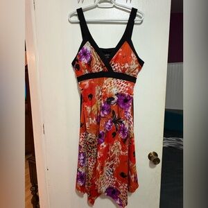 Jessica Orange and Purple Midi Dress